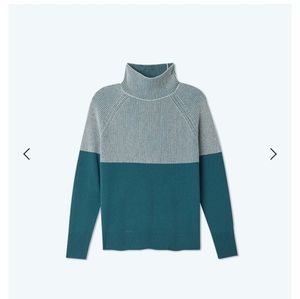 Summersalt The Luxe Cashmere Blend Two-Tone Sweater Venetian Blue